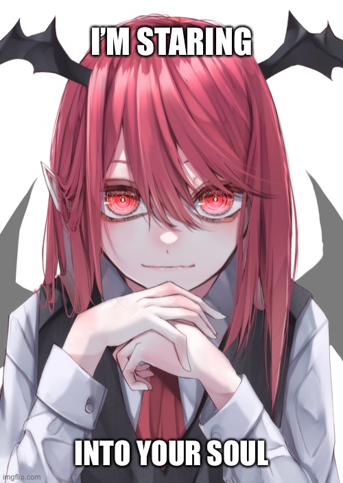 Koakuma staring into your soul | I’M STARING; INTO YOUR SOUL | image tagged in touhou | made w/ Imgflip meme maker