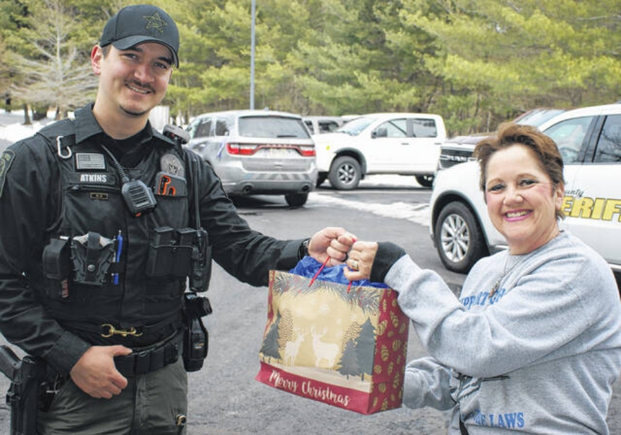 High Quality Giving a gift to a cop officer sucking up Blank Meme Template