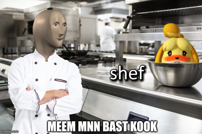 Meme Man Shef | MEEM MNN BAST KOOK | image tagged in meme man shef | made w/ Imgflip meme maker