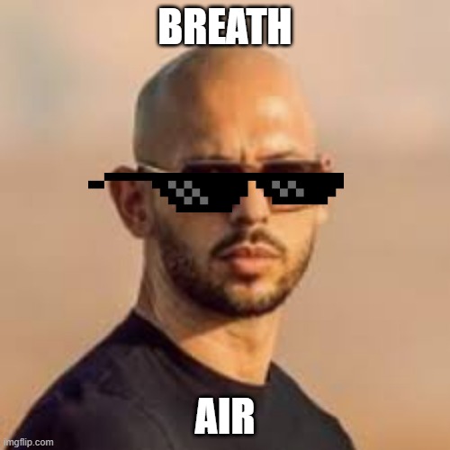 andrew tate | BREATH; AIR | image tagged in andrew tate | made w/ Imgflip meme maker