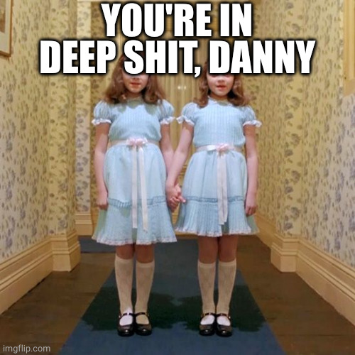 Twins from The Shining | YOU'RE IN DEEP SHIT, DANNY | image tagged in twins from the shining | made w/ Imgflip meme maker