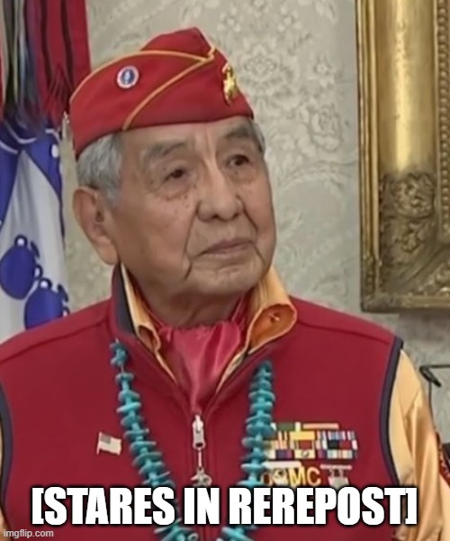 [Stares In Codetalker] | [STARES IN REREPOST] | image tagged in stares in codetalker | made w/ Imgflip meme maker