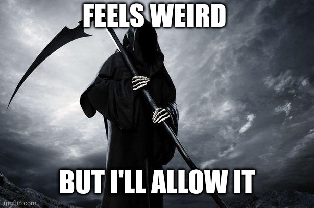 Death | FEELS WEIRD BUT I'LL ALLOW IT | image tagged in death | made w/ Imgflip meme maker