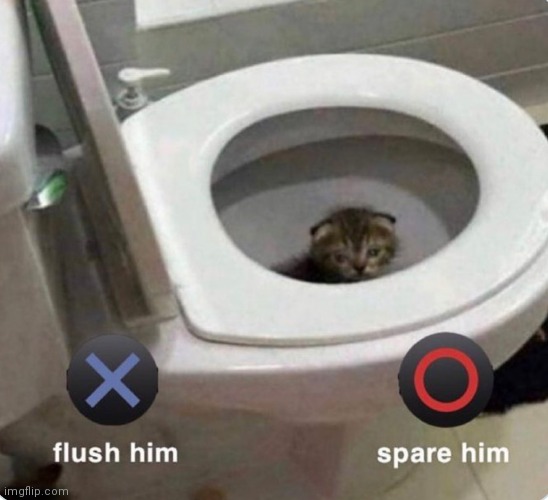 X Flush Him, O Spare Him | image tagged in x flush him o spare him | made w/ Imgflip meme maker