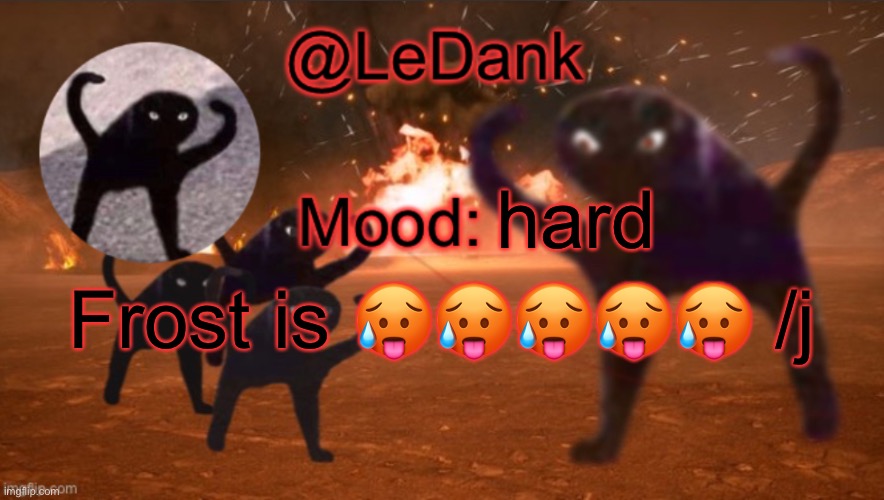 Big /j | hard; Frost is 🥵🥵🥵🥵🥵 /j | image tagged in ledank template | made w/ Imgflip meme maker