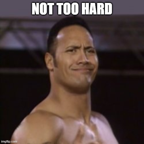The Rock not impressed | NOT TOO HARD | image tagged in the rock not impressed | made w/ Imgflip meme maker