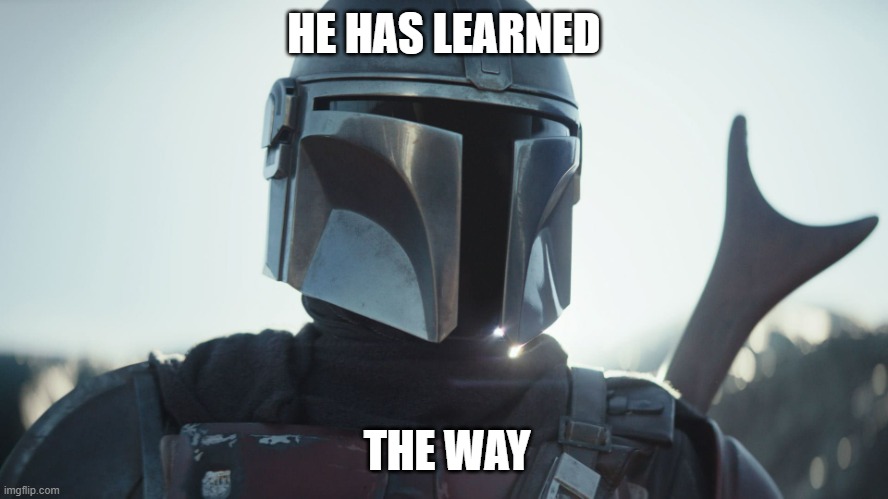 The Mandalorian. | HE HAS LEARNED THE WAY | image tagged in the mandalorian | made w/ Imgflip meme maker