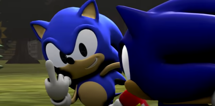 Classic Sonic gives the middle finger Blank Meme Template