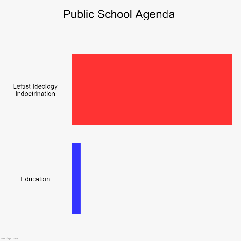 Public School Agenda | Public School Agenda | Leftist Ideology Indoctrination, Education | image tagged in bar charts,political meme,liberal indoctrination,leftist agenda,transsexual book reading in class,democrat liberal agenda | made w/ Imgflip chart maker