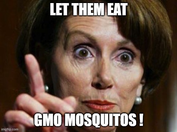 Meat is politically incorrect now | LET THEM EAT; GMO MOSQUITOS ! | image tagged in nancy pelosi no spending problem | made w/ Imgflip meme maker