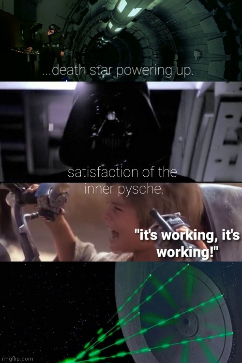 Inner psyche | image tagged in darth vader,anakin,death star | made w/ Imgflip meme maker