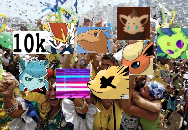 Happy 1k followers guys! (Sorry Lucrarioisthebestpokemon I couldn’t find a good image of you on imgflip) | image tagged in celebrate | made w/ Imgflip meme maker