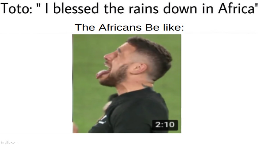 Toto i blessed the rains down in africa meme | image tagged in memes | made w/ Imgflip meme maker