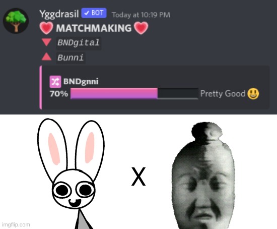 imagine shipping a rabbit with a russian tv logo from the 90s, couldnt have been me | X | image tagged in memes,funny,ship,bunni,bnd,logo | made w/ Imgflip meme maker