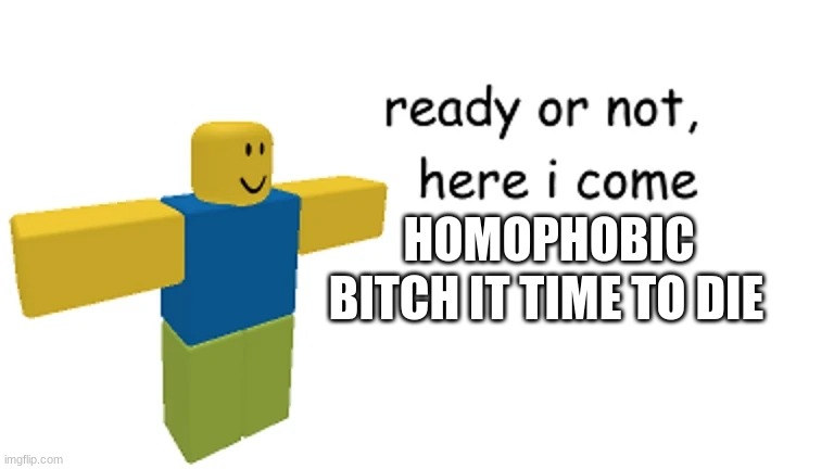 it there time | BITCH IT TIME TO DIE; HOMOPHOBIC | image tagged in hahahah' | made w/ Imgflip meme maker