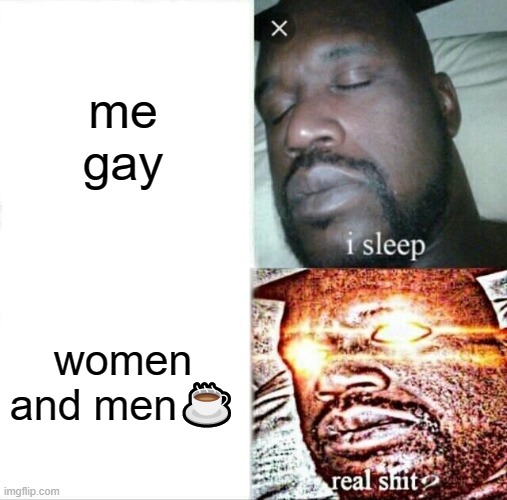 men and women>>>>> | me gay; women and men☕ | image tagged in memes,sleeping shaq | made w/ Imgflip meme maker