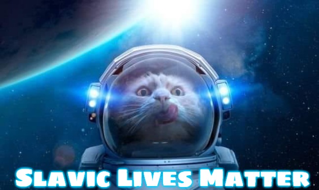 Spacecat | Slavic Lives Matter | image tagged in spacecat,slavic | made w/ Imgflip meme maker