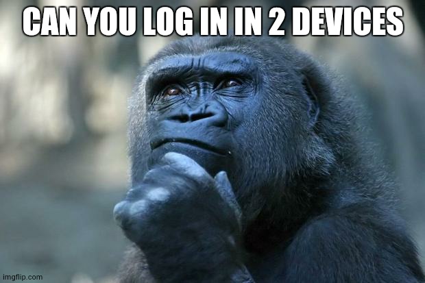 Deep Thoughts | CAN YOU LOG IN IN 2 DEVICES | image tagged in deep thoughts | made w/ Imgflip meme maker