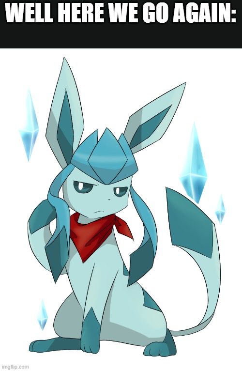 glaceon bandana | WELL HERE WE GO AGAIN: | image tagged in glaceon bandana | made w/ Imgflip meme maker