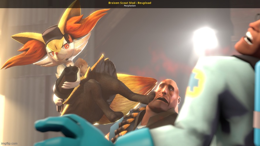 the tf2 Braixen scout mod | image tagged in pokemon,braixen | made w/ Imgflip meme maker