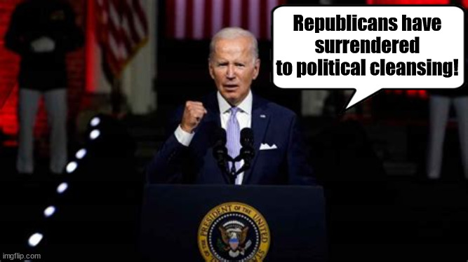 Political Stockholm Syndrome | Republicans have surrendered
to political cleansing! | image tagged in biden,donald trump,pardon,maga,comprimize | made w/ Imgflip meme maker