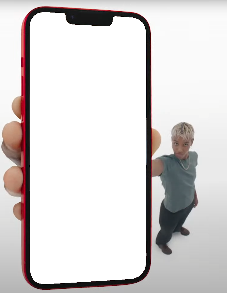 Person holding iPhone 14 towards you Blank Meme Template