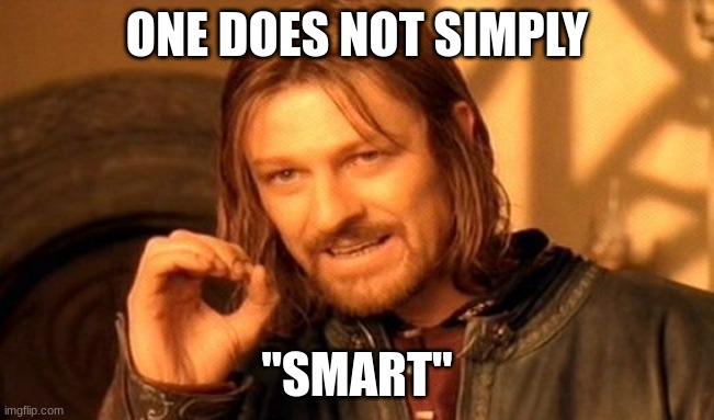 ONE DOES NOT SIMPLY "SMART" | image tagged in memes,one does not simply | made w/ Imgflip meme maker