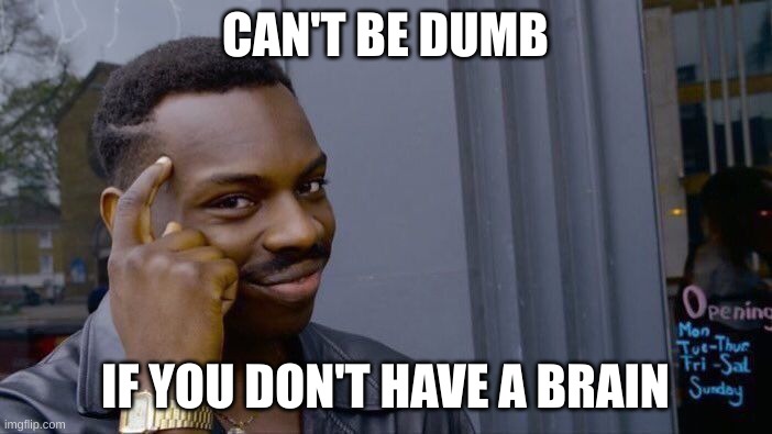 Roll Safe Think About It Meme | CAN'T BE DUMB; IF YOU DON'T HAVE A BRAIN | image tagged in memes,roll safe think about it | made w/ Imgflip meme maker