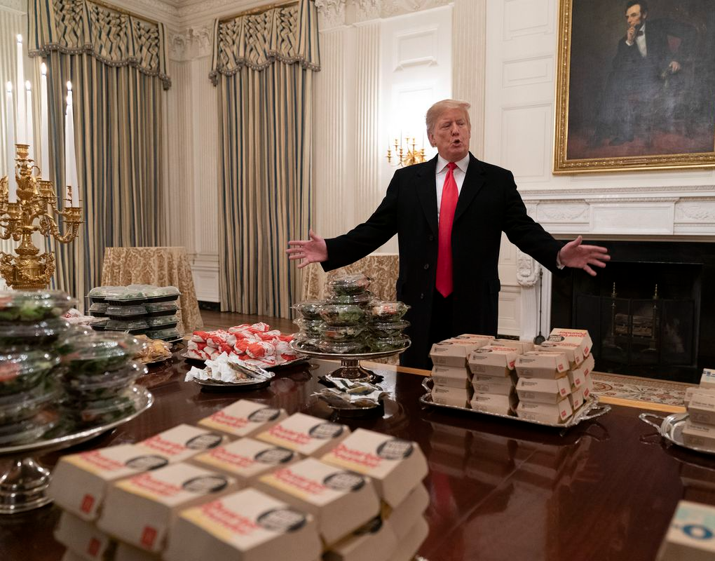 High Quality Trump fast food  Serving himself Blank Meme Template