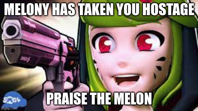 no im not a simp | MELONY HAS TAKEN YOU HOSTAGE; PRAISE THE MELON | image tagged in melony felony | made w/ Imgflip meme maker