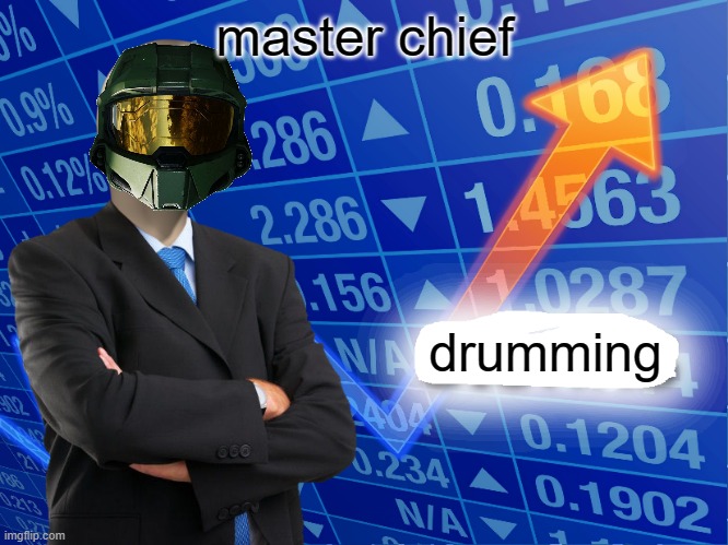 master chief as the meme man | master chief; drumming | image tagged in empty stonks,halo,master chief,gaming | made w/ Imgflip meme maker