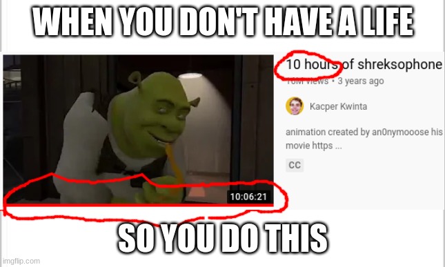 Ah yes, works well | WHEN YOU DON'T HAVE A LIFE; SO YOU DO THIS | image tagged in shrek,oof,but why why would you do that | made w/ Imgflip meme maker