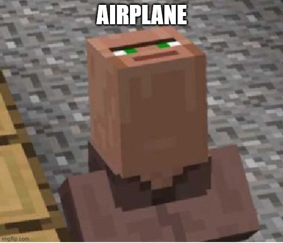 Minecraft Villager Looking Up | AIRPLANE | image tagged in minecraft villager looking up | made w/ Imgflip meme maker