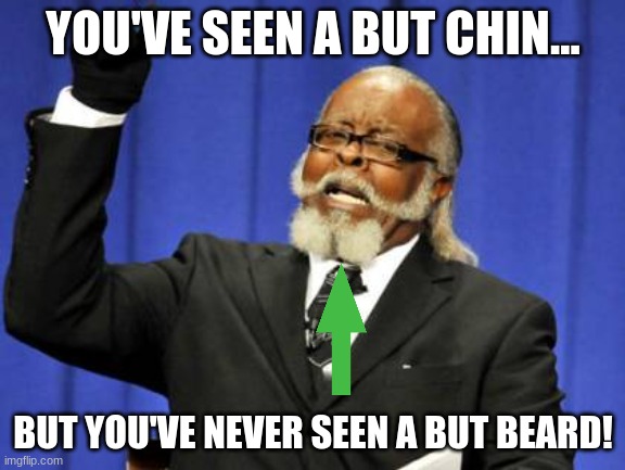 Too Damn High |  YOU'VE SEEN A BUT CHIN... BUT YOU'VE NEVER SEEN A BUT BEARD! | image tagged in memes,too damn high | made w/ Imgflip meme maker