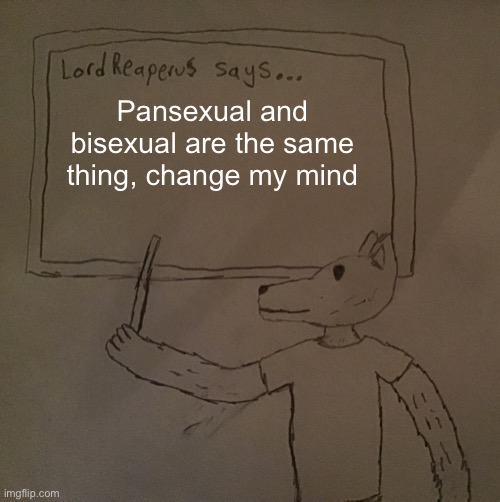 LordReaperus says | Pansexual and bisexual are the same thing, change my mind | image tagged in lordreaperus says | made w/ Imgflip meme maker