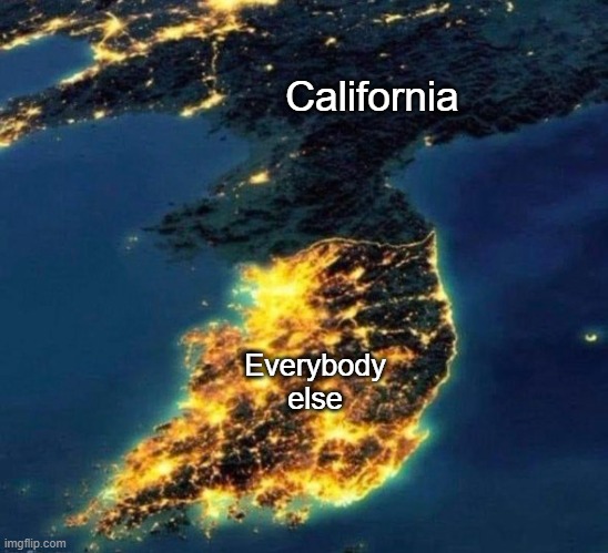 Who could've seen that coming? Nobody--it's too dark! | California; Everybody else | made w/ Imgflip meme maker