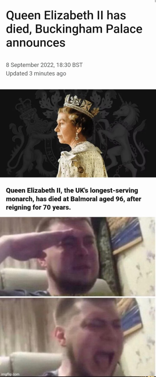 RIP Elizabeth. :"( | image tagged in crying salute | made w/ Imgflip meme maker