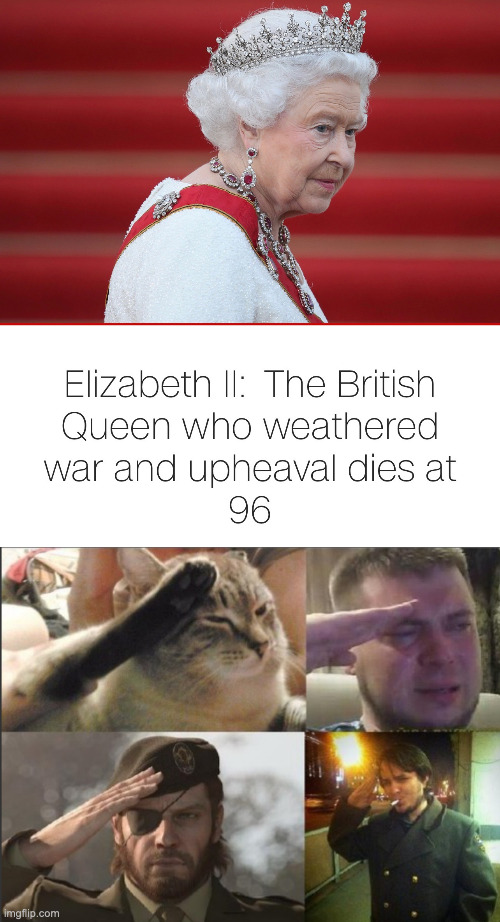 image tagged in soldier salute,memes,meme,funny,fun,the queen elizabeth ii | made w/ Imgflip meme maker