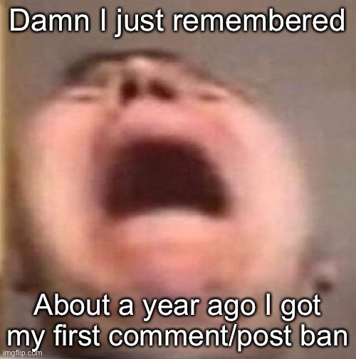 . | Damn I just remembered; About a year ago I got my first comment/post ban | made w/ Imgflip meme maker