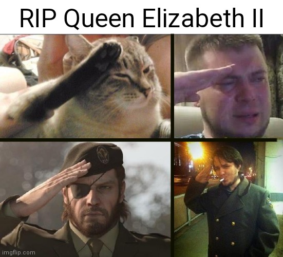 (╥ω╥) | RIP Queen Elizabeth II | image tagged in the queen elizabeth ii,queen elizabeth,ozon's salute,crying salute,salute,queen | made w/ Imgflip meme maker