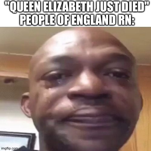 RIP QUEEN ELIZABETH II |  "QUEEN ELIZABETH JUST DIED"
PEOPLE OF ENGLAND RN: | image tagged in meme,black man crying,queen elizabeth,england | made w/ Imgflip meme maker