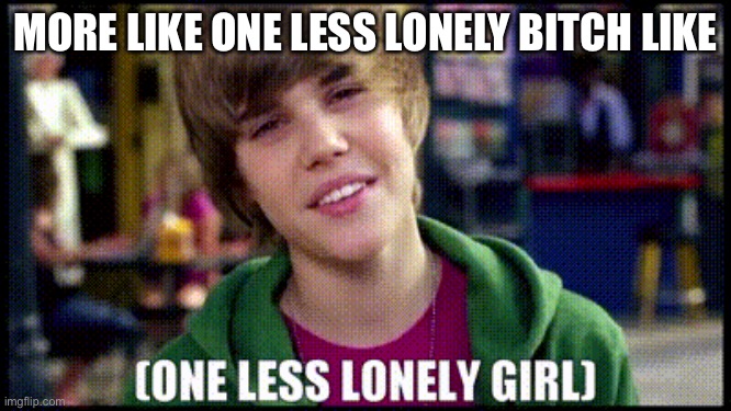 one less lonely bitch | MORE LIKE ONE LESS LONELY BITCH LIKE | image tagged in funny | made w/ Imgflip meme maker