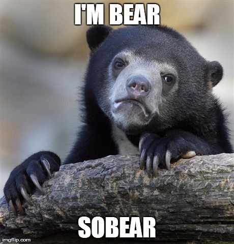 Story of my life | I'M BEAR SOBEAR | image tagged in memes,confession bear,sober,bear,sad,drunk | made w/ Imgflip meme maker