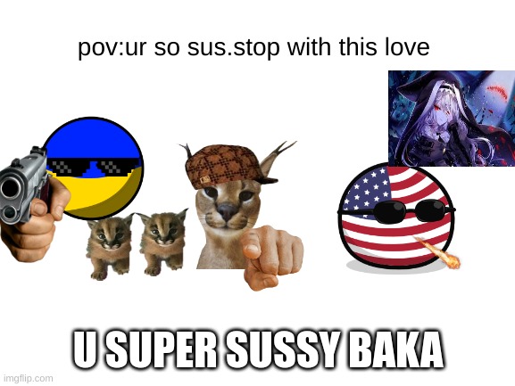 Blank White Template | pov:ur so sus.stop with this love; U SUPER SUSSY BAKA | image tagged in blank white template,anime meme | made w/ Imgflip meme maker