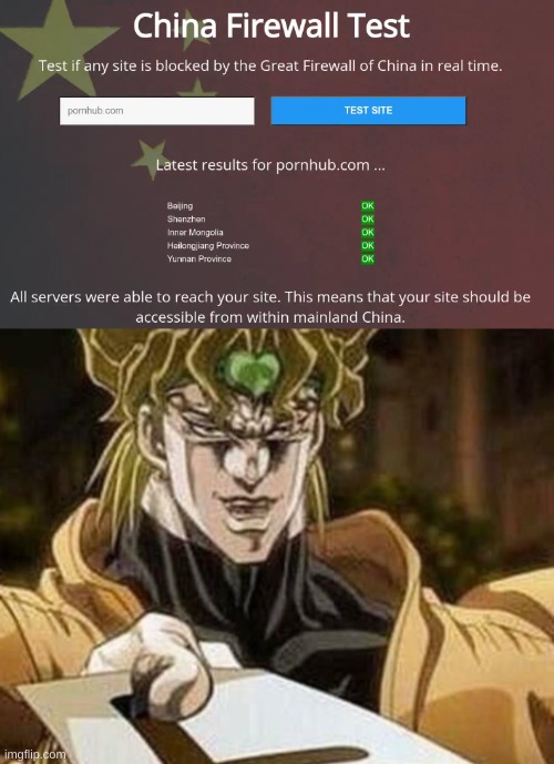 i was thinking it'd be blocked there- now i'm disappointed | image tagged in giorno l | made w/ Imgflip meme maker