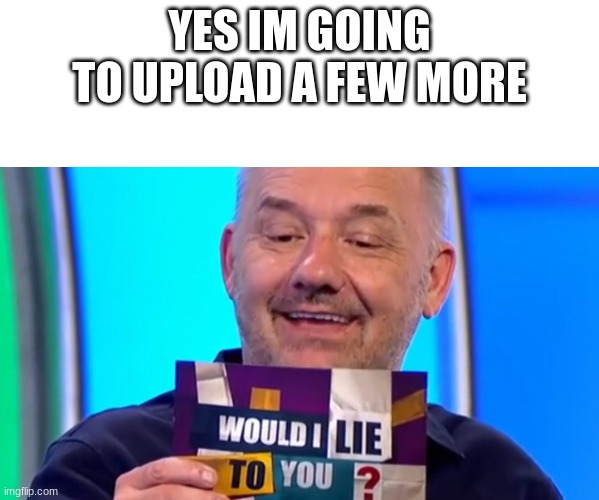 Would I Lie To You | YES IM GOING TO UPLOAD A FEW MORE | image tagged in would i lie to you | made w/ Imgflip meme maker