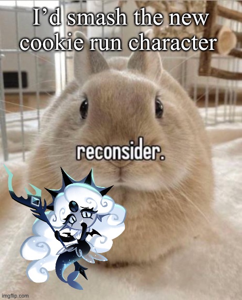 reconsider | I’d smash the new cookie run character | image tagged in reconsider | made w/ Imgflip meme maker