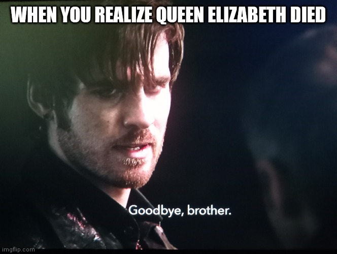 My tribute to queen Elizabeth ? ?? | WHEN YOU REALIZE QUEEN ELIZABETH DIED | image tagged in goodbye brother | made w/ Imgflip meme maker