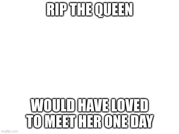 . | RIP THE QUEEN; WOULD HAVE LOVED TO MEET HER ONE DAY | image tagged in blank white template | made w/ Imgflip meme maker
