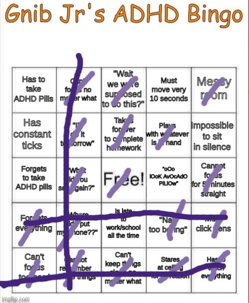 Oh no | image tagged in adhd bingo | made w/ Imgflip meme maker